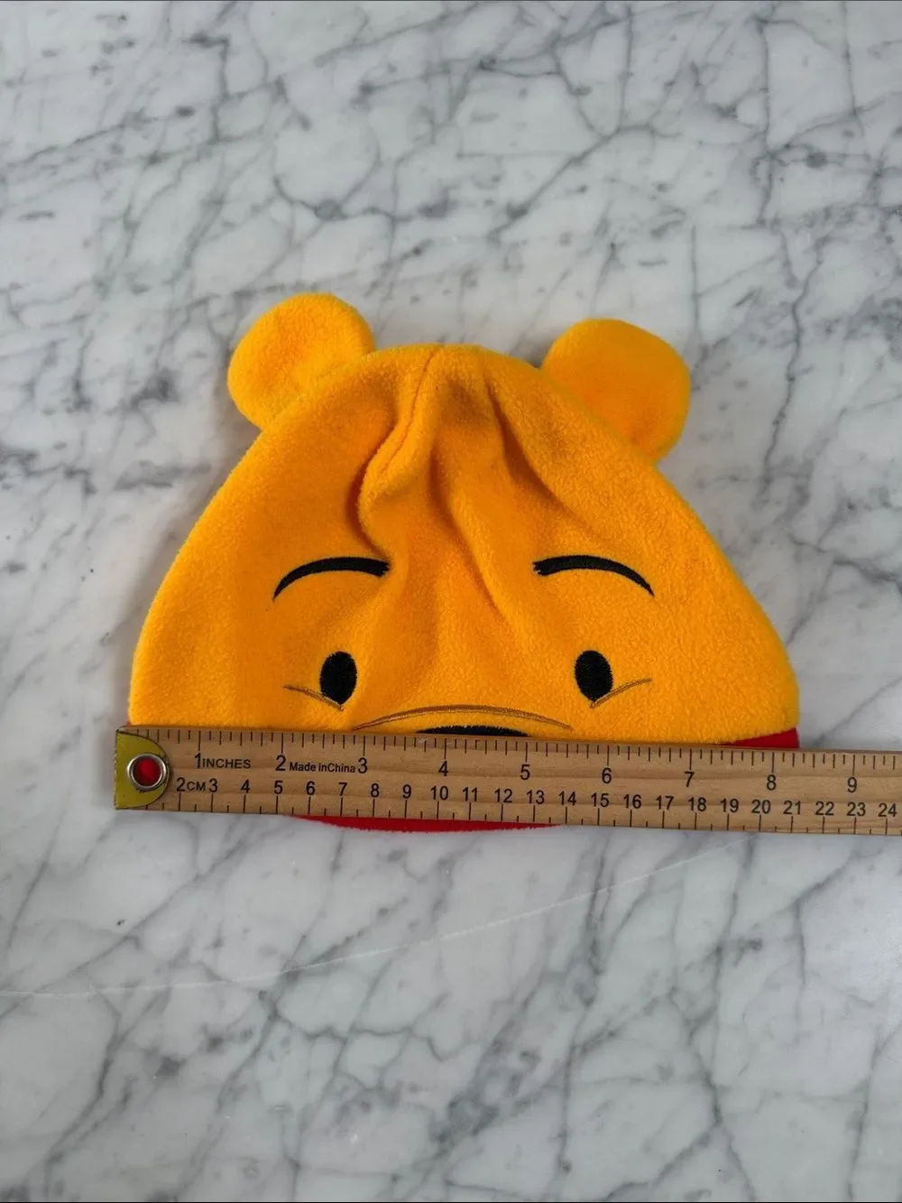 Pooh Fleece Beanie Red Trim Kid